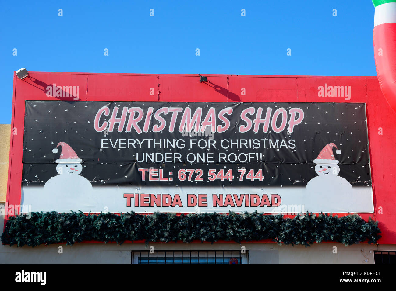 Christmas Shop, Tienda de Navidad, vicino a Torrevieja Spagna. Negozio di Natale spagnolo a Costa Blanca Foto Stock