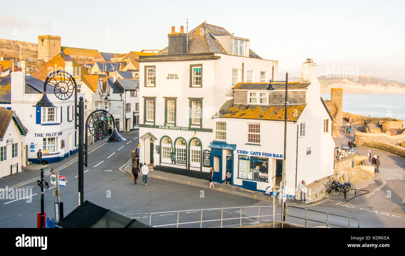 La città costiera di Lyme Regis aka "la perla del Dorset', Dorset, Inghilterra Foto Stock