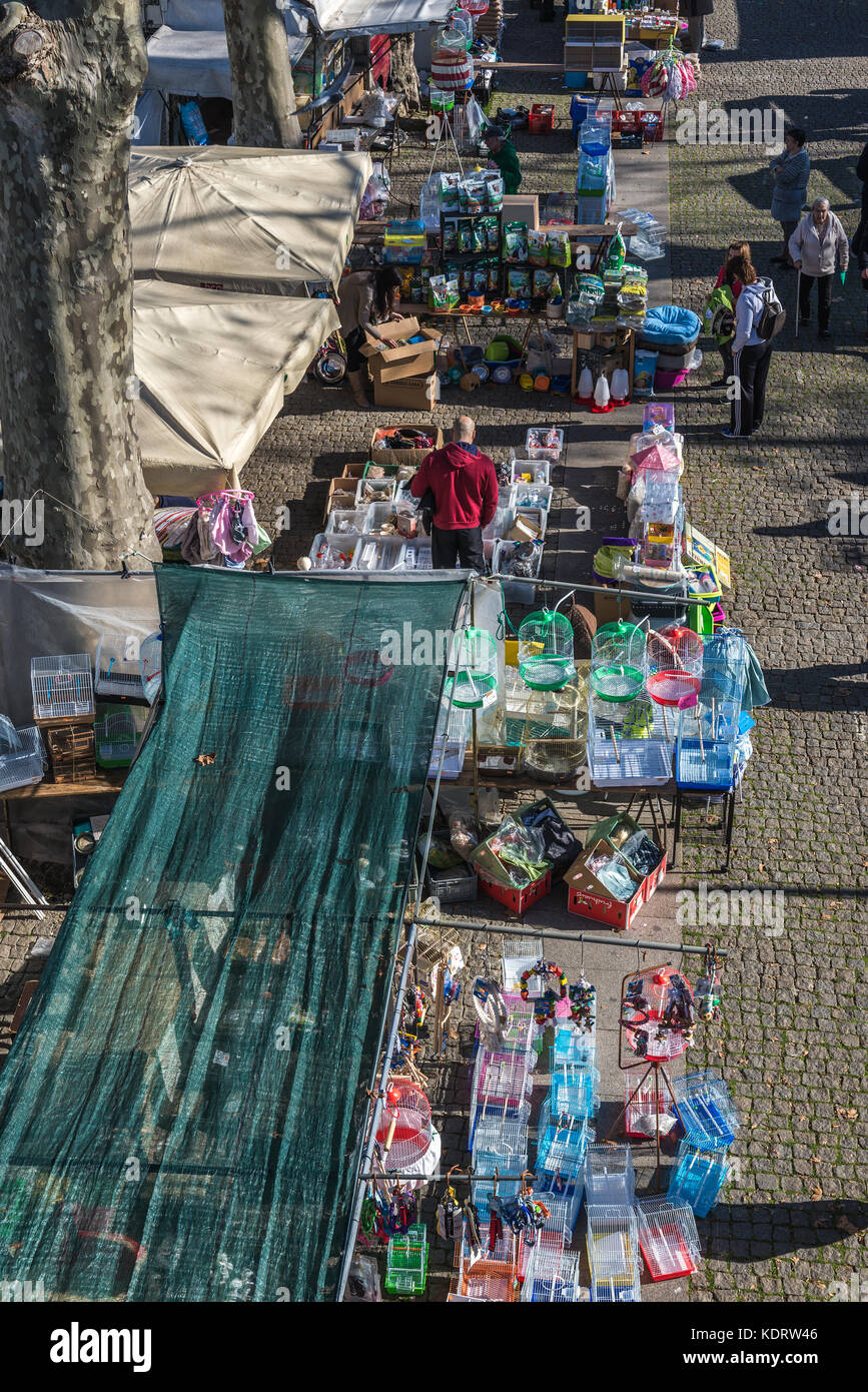 Alameda das Fontainhas mercato di accessori per animali domestici nella città di Porto sulla penisola iberica, la seconda città più grande del Portogallo Foto Stock