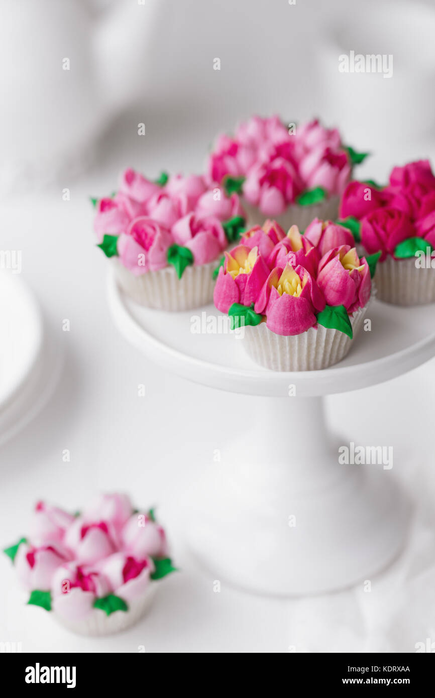 Tortini decorati con punte di tubatura russe Foto Stock