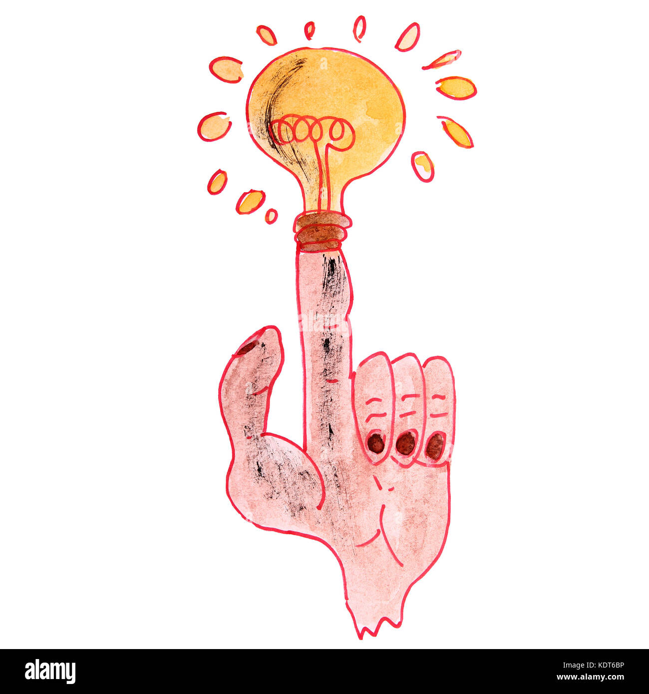 Disegno ad acquerello un cartone animato per bambini idea su sfondo bianco Foto Stock