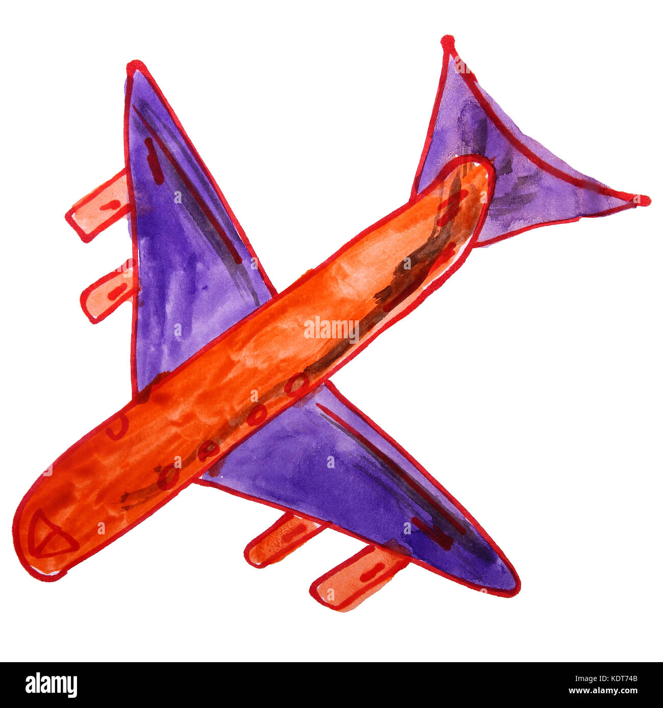 Acquerello aereo aereo disegno stile cartoon isolate su un wh Foto Stock