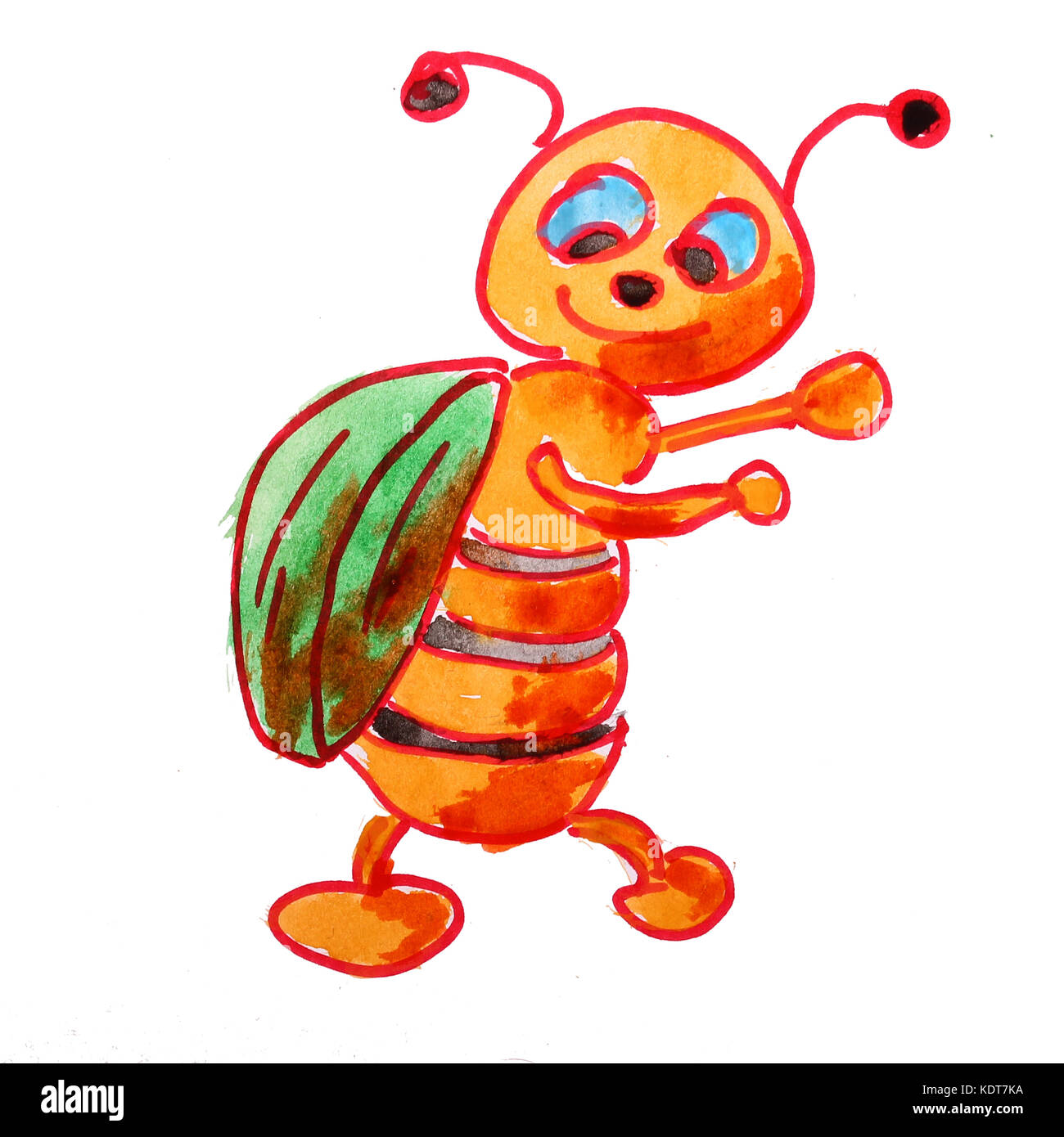 Bee disegno acquerello isolati su sfondo bianco Foto Stock