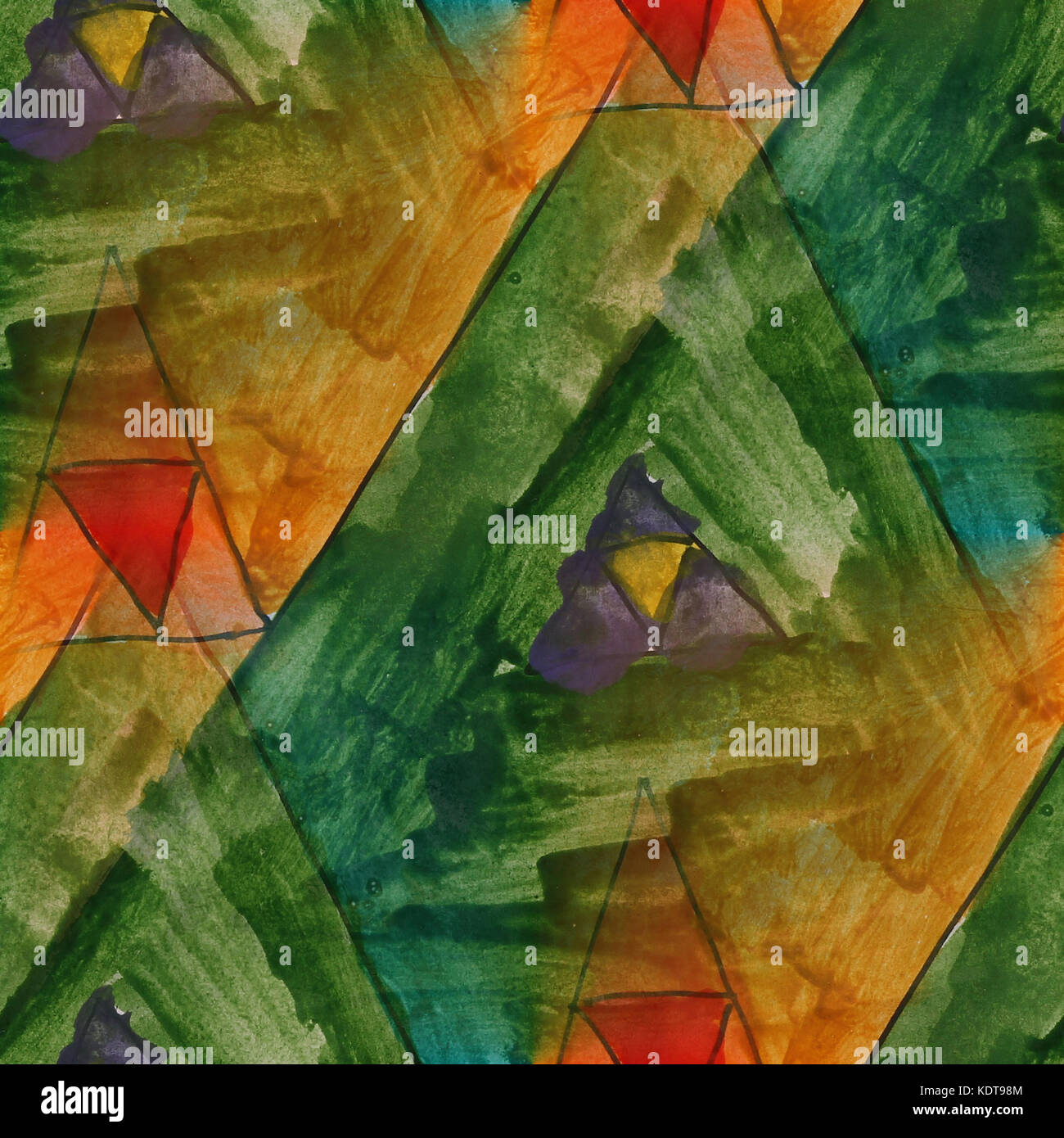 Arte perfetta triangoli colorati texture contemporaneo acquerello u Foto Stock