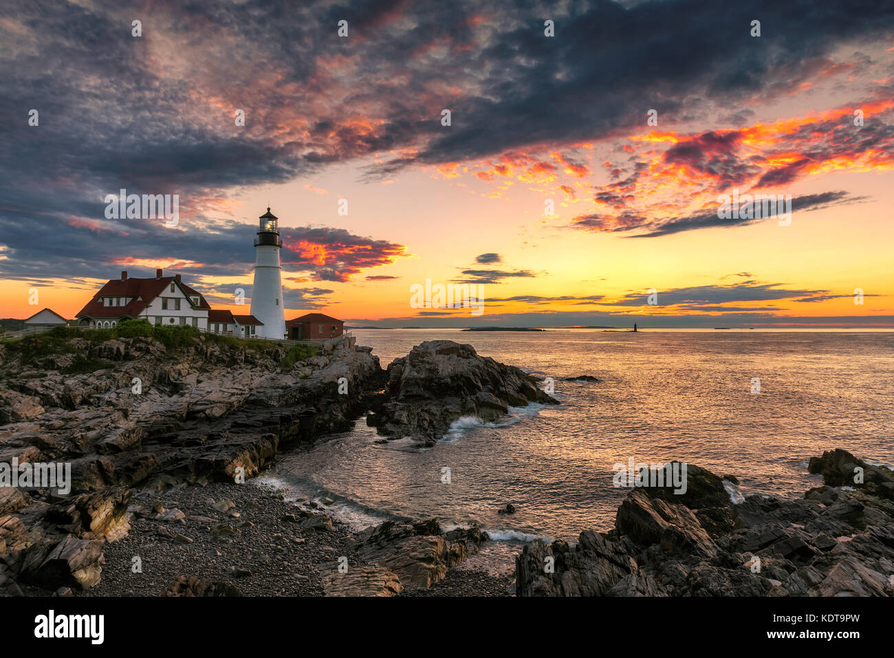 Portland Capo Faro di Cape elizabeth, Maine, Stati Uniti d'America. Foto Stock