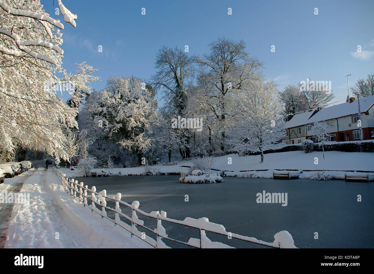 Holden pond,southborough nella neve Foto Stock