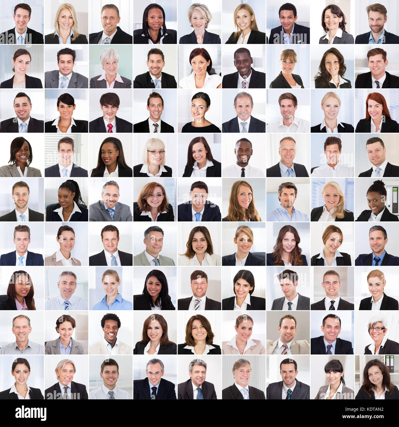 Collage di diverse multi-etniche e di età mista sorridente business team di persone Foto Stock