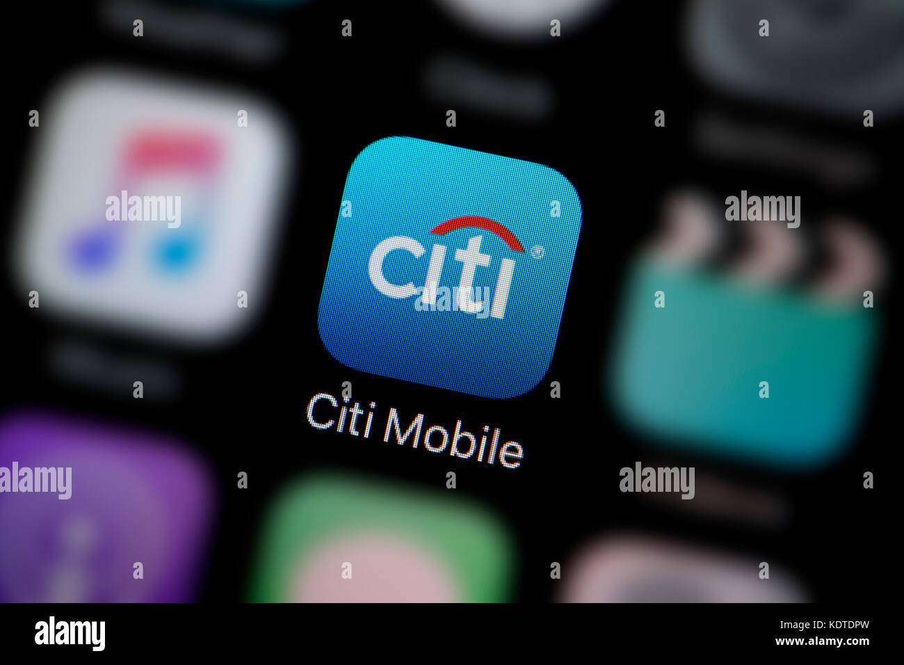 Una inquadratura ravvicinata del logo che rappresenta il Citi mobile app icona, come si vede sullo schermo di un telefono intelligente (solo uso editoriale) Foto Stock