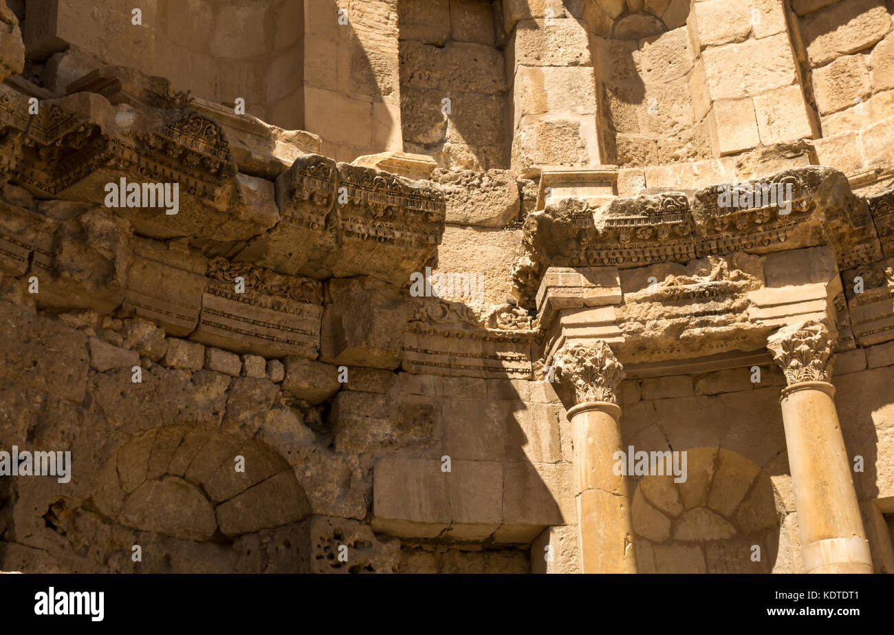 Ninfeo romano, rovina della città di Jerash, antica Gerasa, sito archeologico, Giordania, Medio Oriente Foto Stock