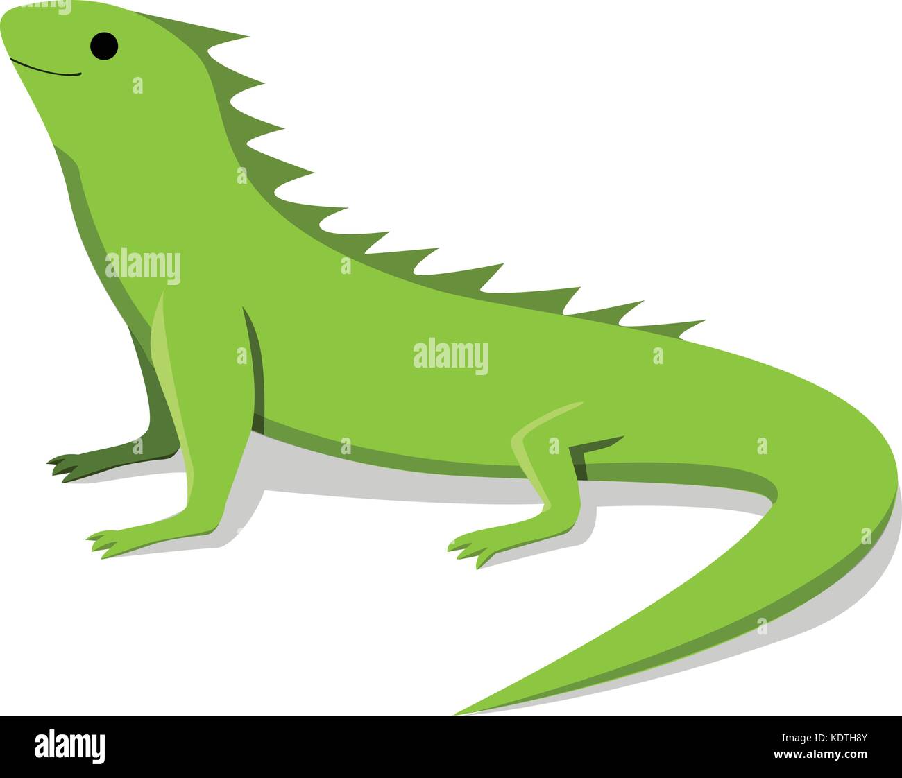 Gentile iguana verde in stile appartamento, disegno vettoriale Illustrazione Vettoriale