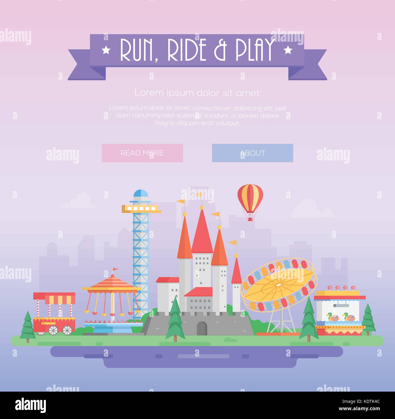 Eseguire, ride e play - moderno vettore illustrazione Illustrazione Vettoriale