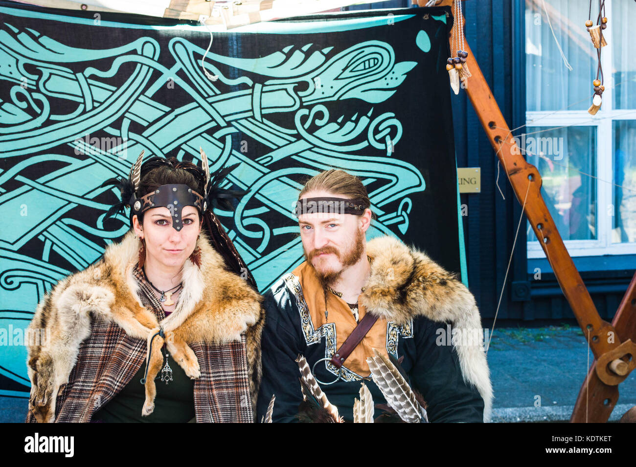 Viking giovane su faire medievale in Islanda Foto Stock