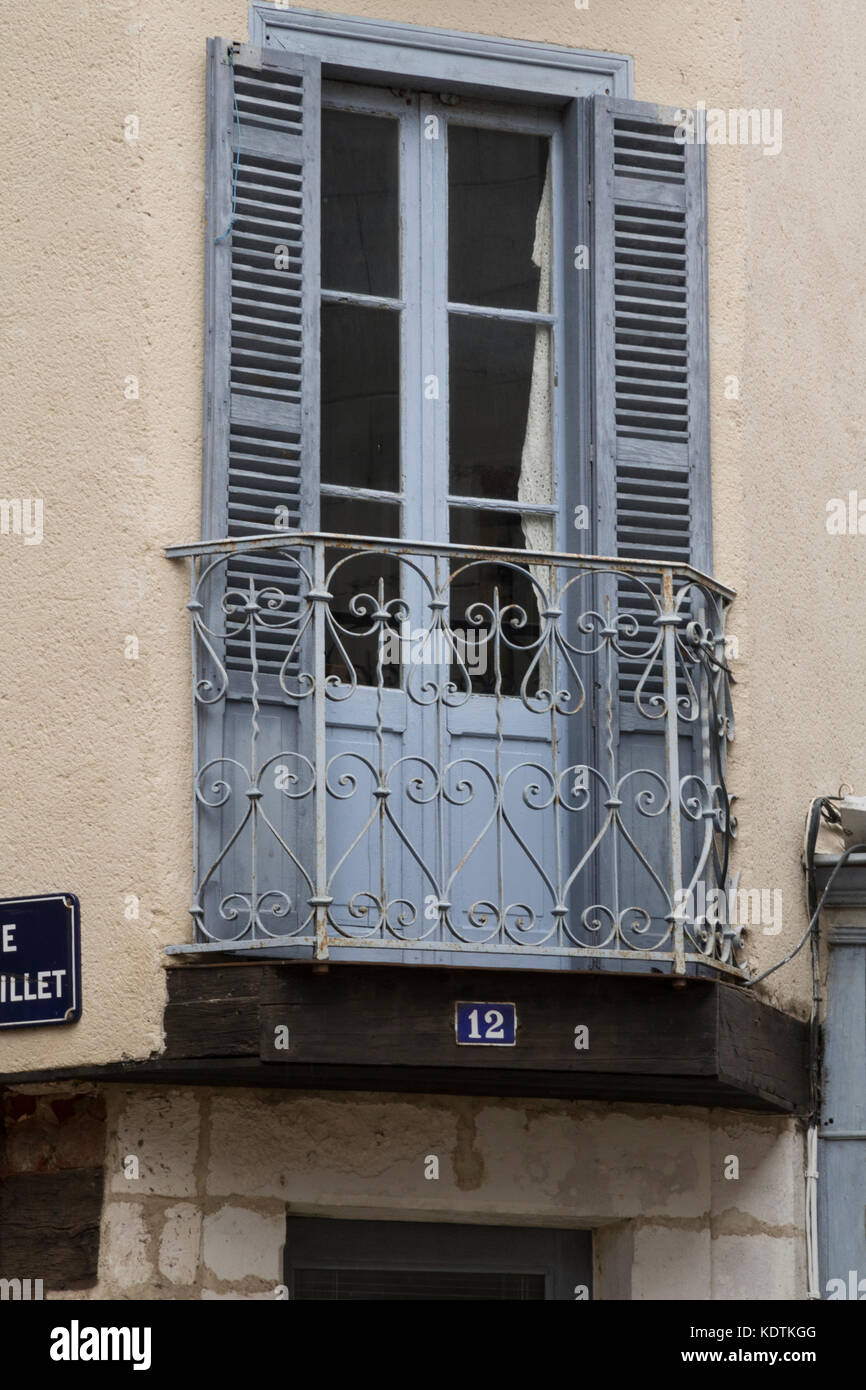 Finestra francese, shabby chic, Souillac, Francia Foto Stock