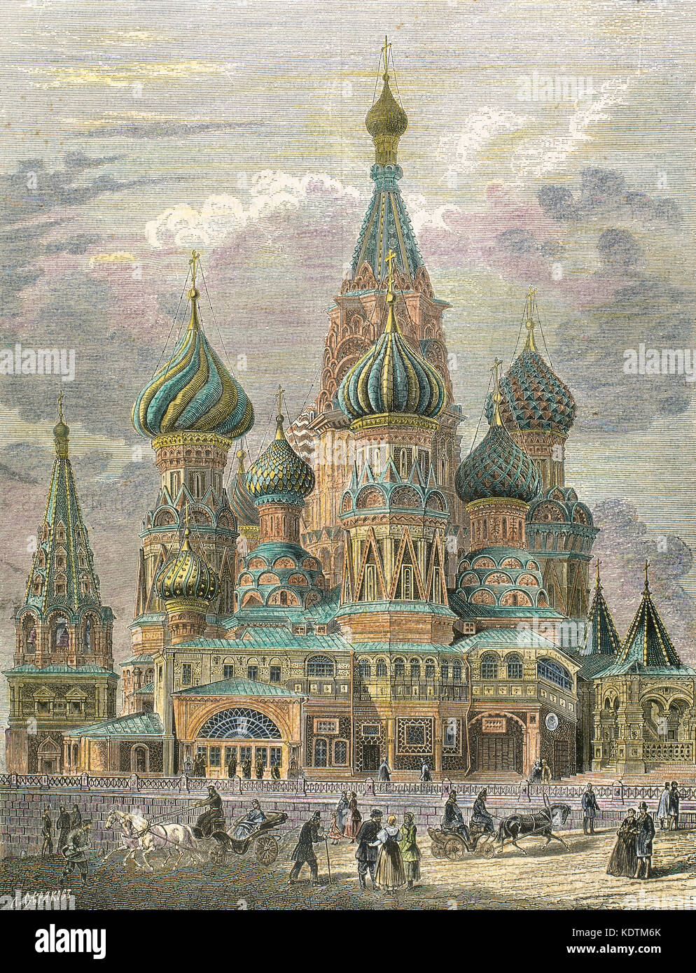 La Russia. Mosca. Cattedrale di San Basilio. Xix secolo incisione. Colorati. Foto Stock