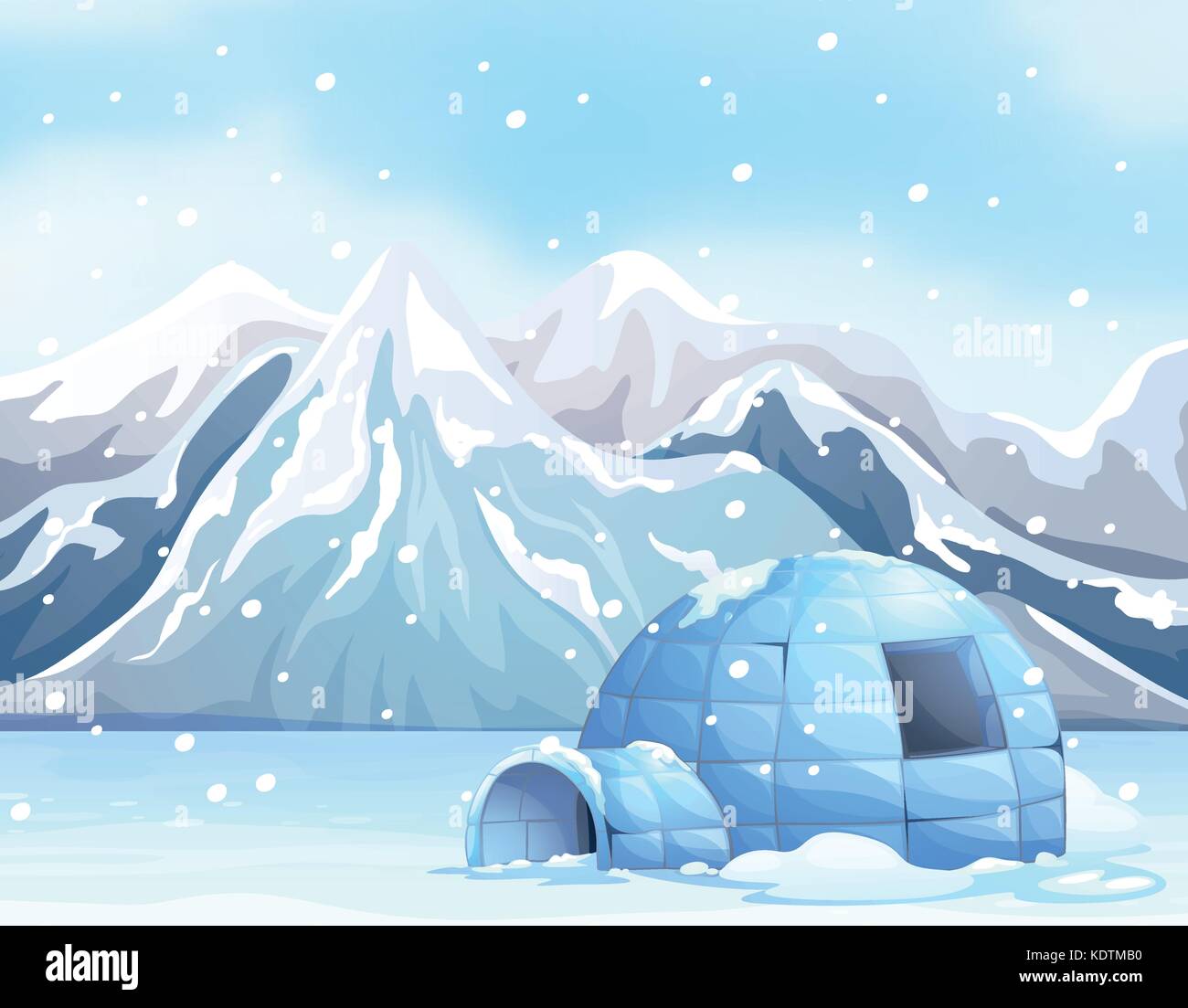 In scena con igloo sulla neve illustrazione di massa Illustrazione Vettoriale