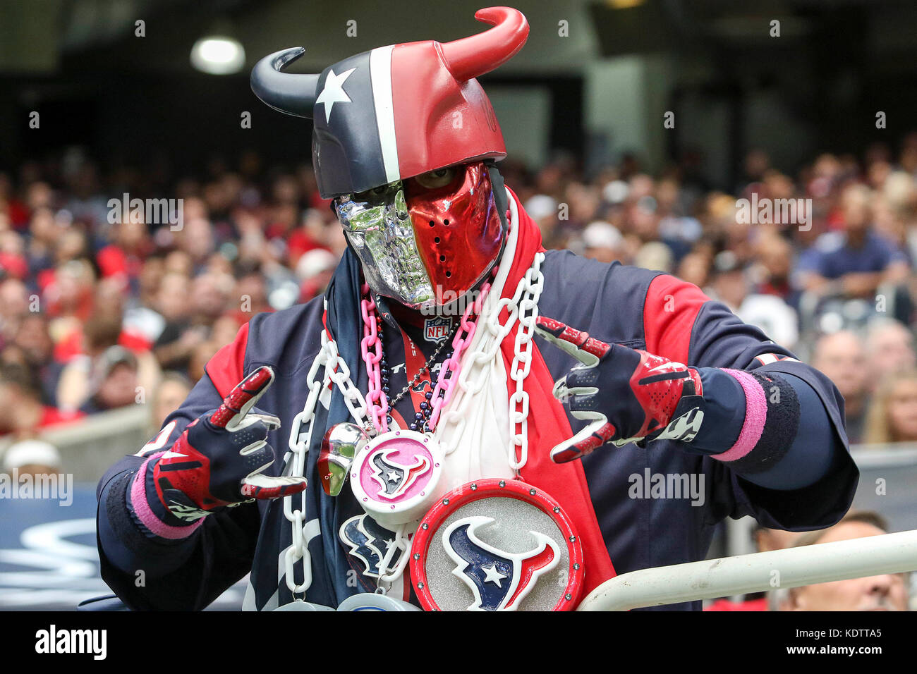 Houston, TX, Stati Uniti d'America. 15 ottobre, 2017. A Houston Texans ventola durante il gioco di NFL tra i Cleveland Browns e Houston Texans al NRG Stadium di Houston, TX. John Glaser/CSM/Alamy Live News Foto Stock