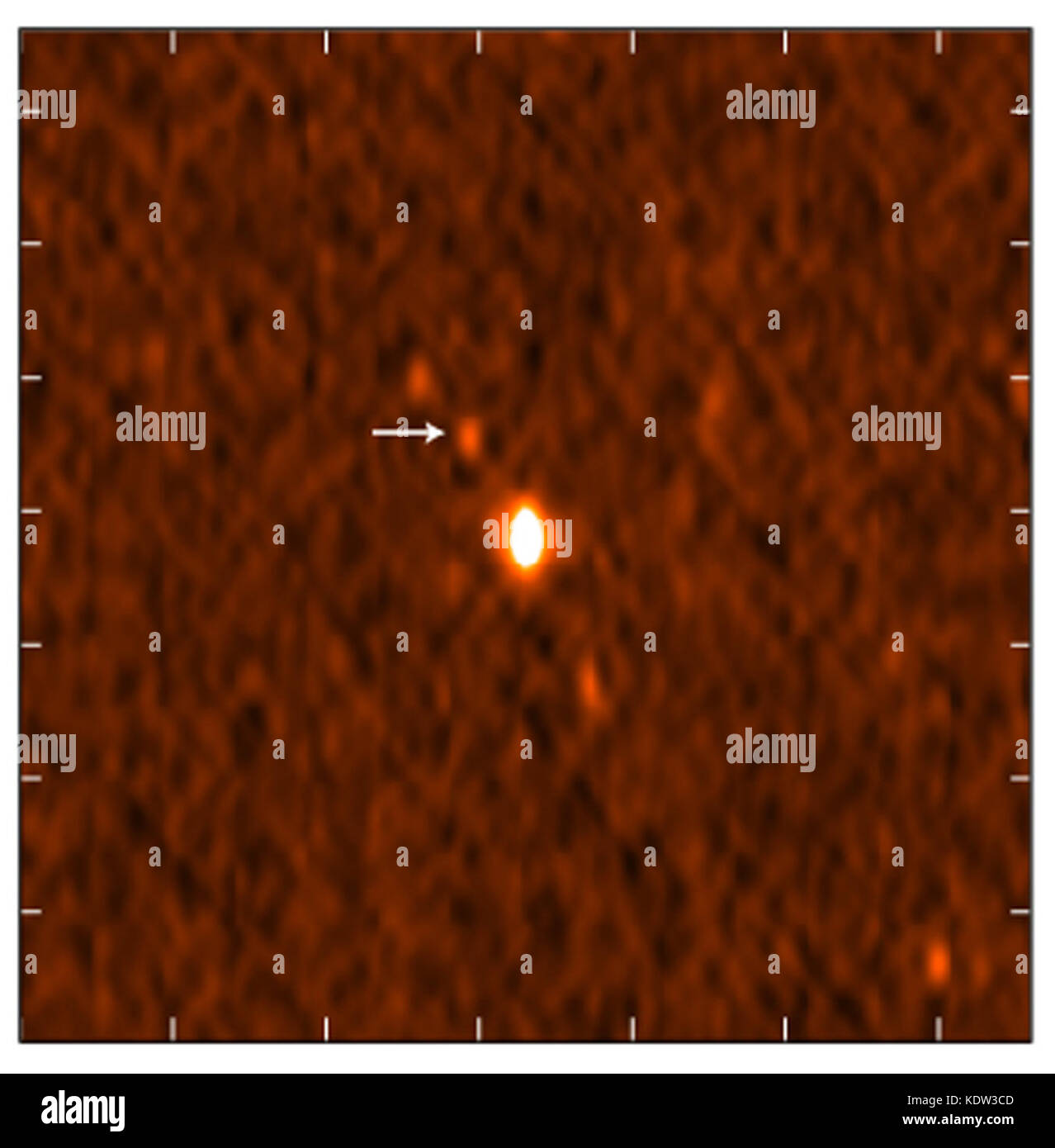 (171016) -- Washington, oct. 16, 2017 (Xinhua) -- radio immagine mostra il gw170817 stella di neutroni fusione. scienziati ha annunciato lunedì che essi hanno per la prima volta rilevato le increspature nello spazio e nel tempo noto come le onde gravitazionali così come la luce da una spettacolare collisione di due stelle di neutroni. (Xinhua/gregg hallinan di caltech e kunal mooley della Oxford University) (zjl) Foto Stock
