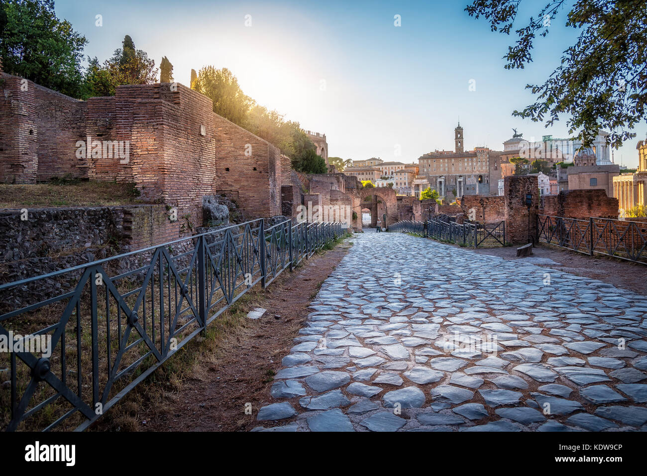 Vista del Forum di Roma Foto Stock