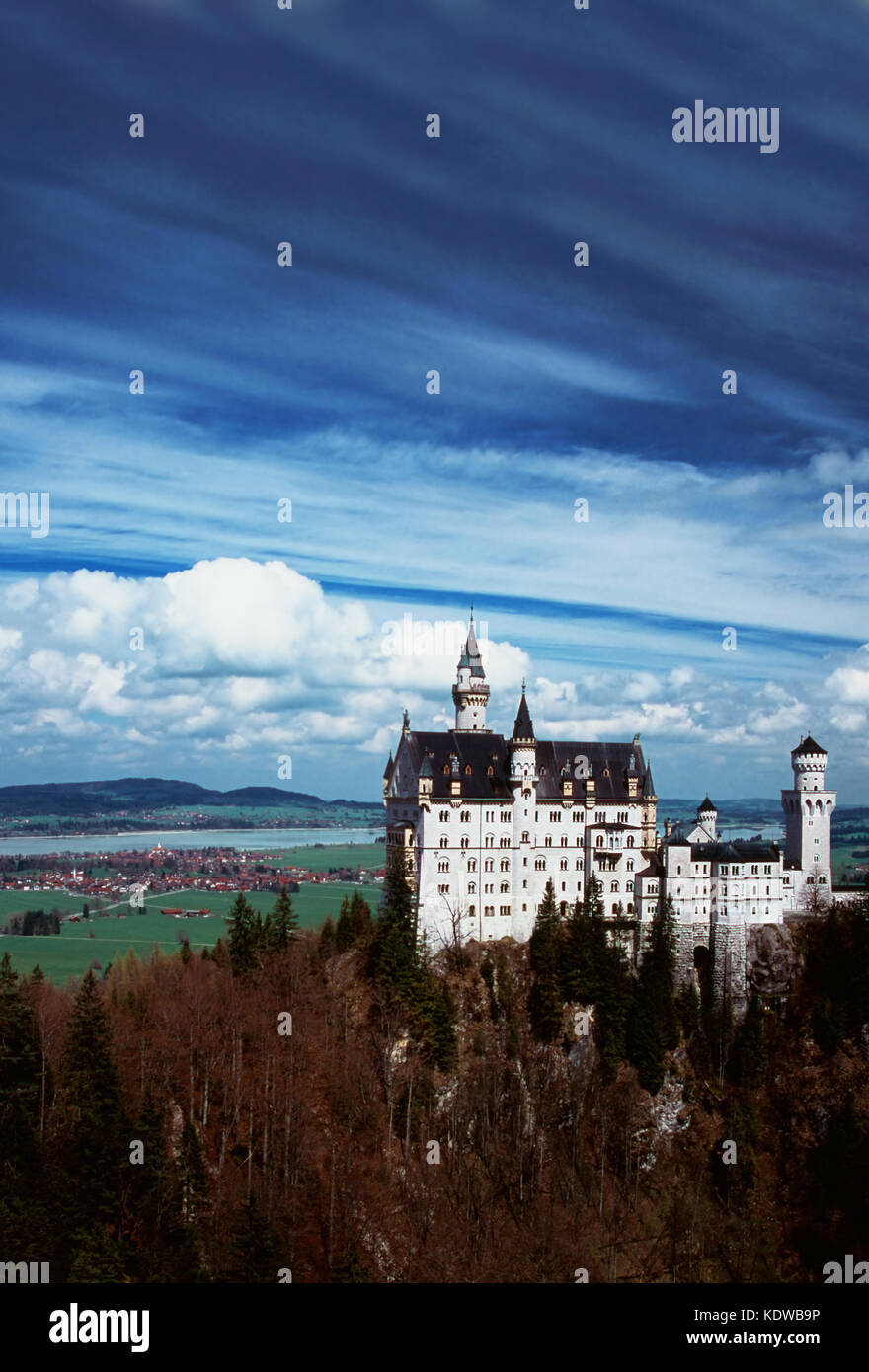 Il Castello di Neuschwanstein, Fuessen, Füssen Baviera, Germania Foto Stock