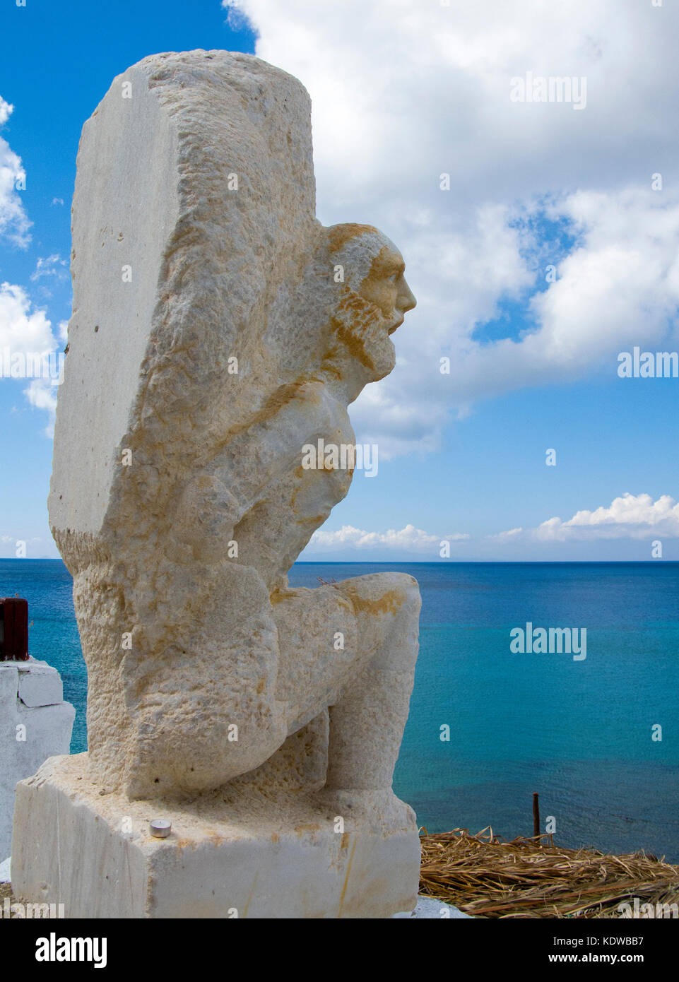 Sculptur bianco a Paradise beach, a sud di Mykonos, Cicladi, Egeo, Grecia, Europa Foto Stock