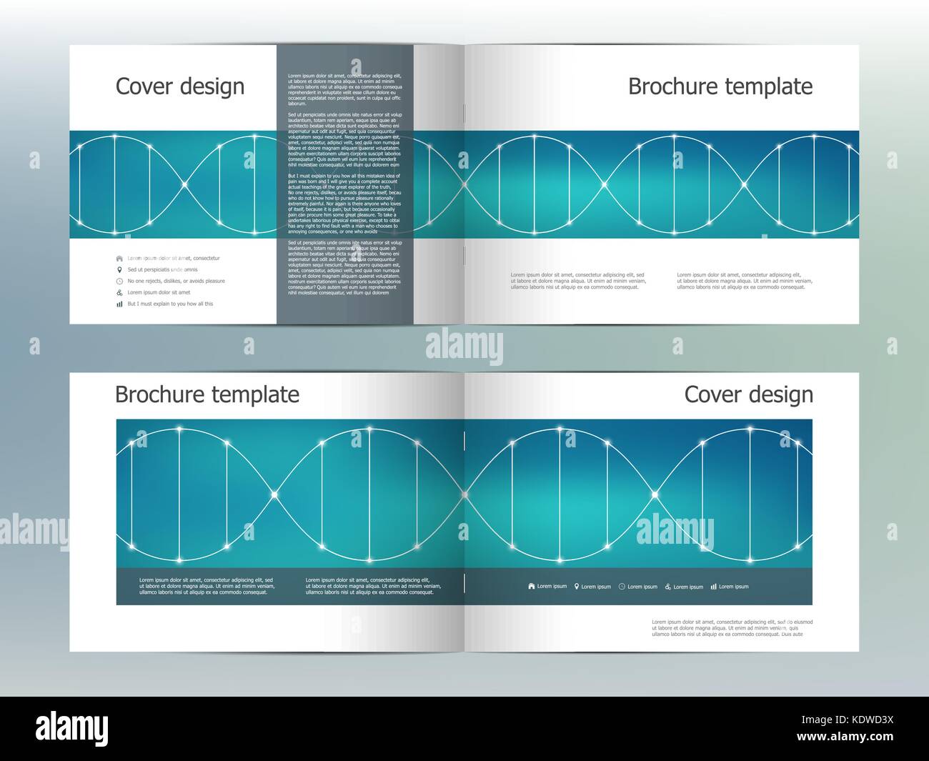 Rettangolo modello brochure formato, coperchio, relazione annuale, rivista in formato A4 con sfondo molecolare. Illustrazione Vettoriale Illustrazione Vettoriale