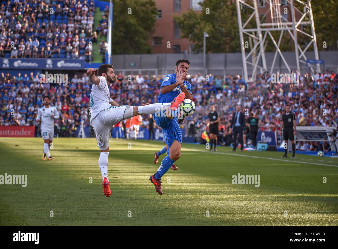 Il calcio di mach celebrare in Getafe allo stadio del colosseo tra getafe c.f vs real madrid con risultato 1-2 Foto Stock