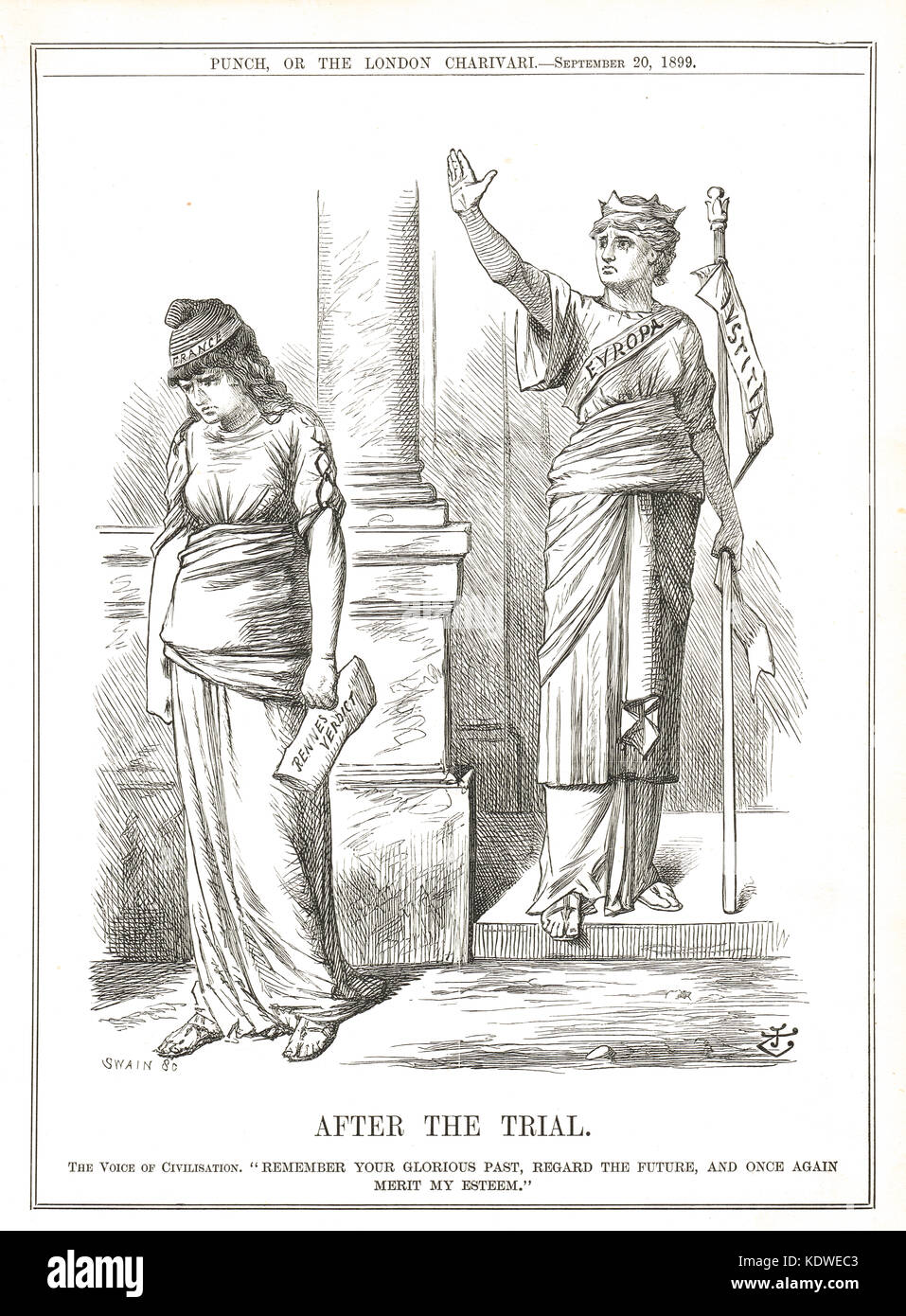 La Francia si vergognò, secondo processo Dreyfuss a Rennes, 1899 Foto Stock