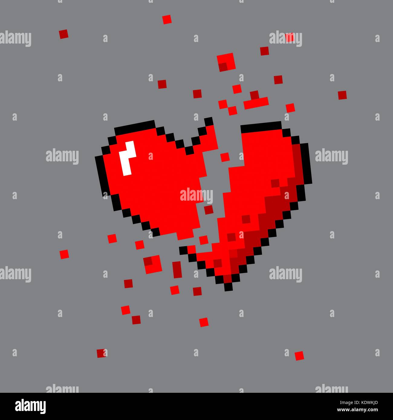 Rotture di pixel art cuore per il gioco Illustrazione Vettoriale