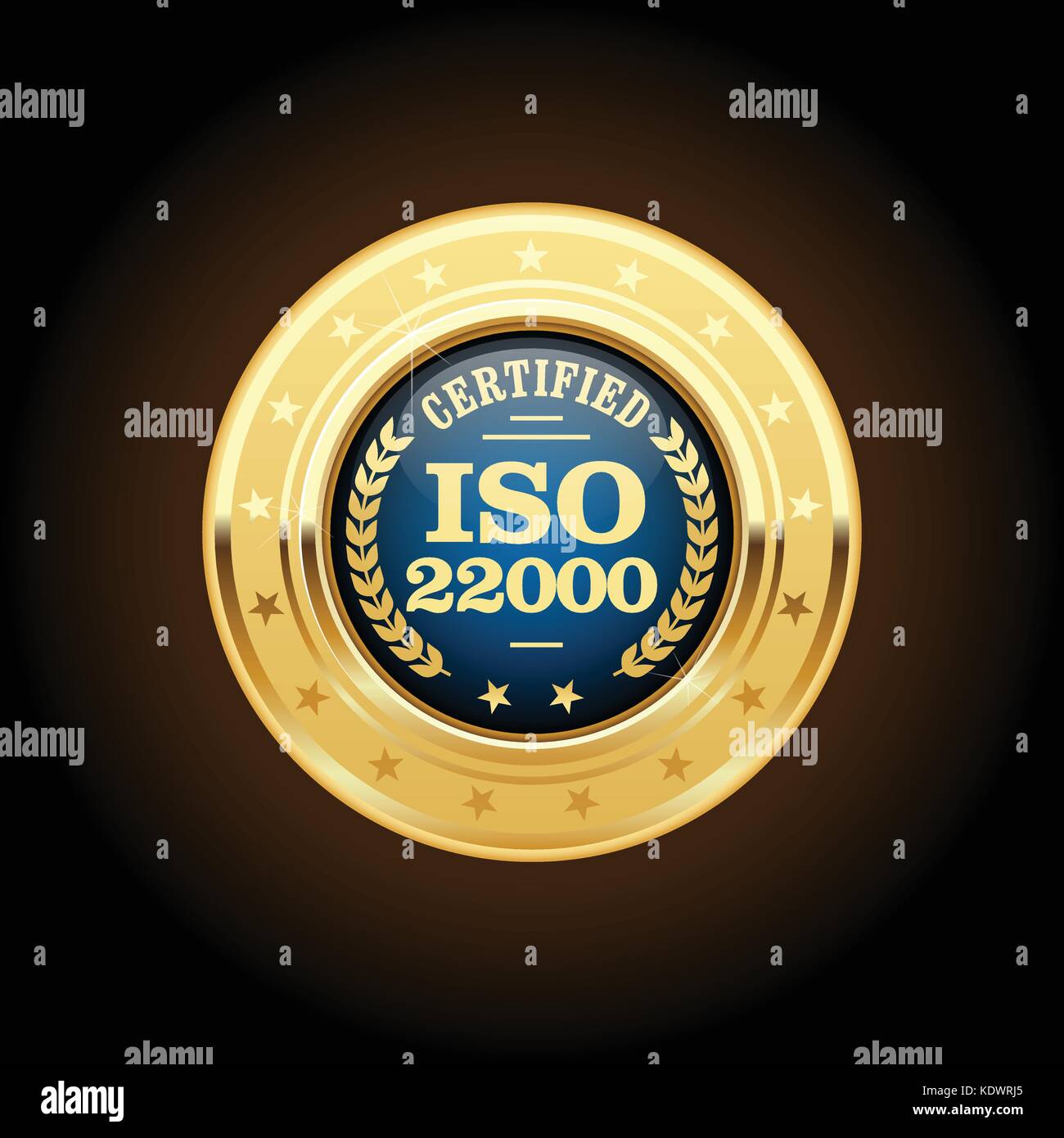 Iso 22000 medaglia standard - gestione della sicurezza alimentare Illustrazione Vettoriale