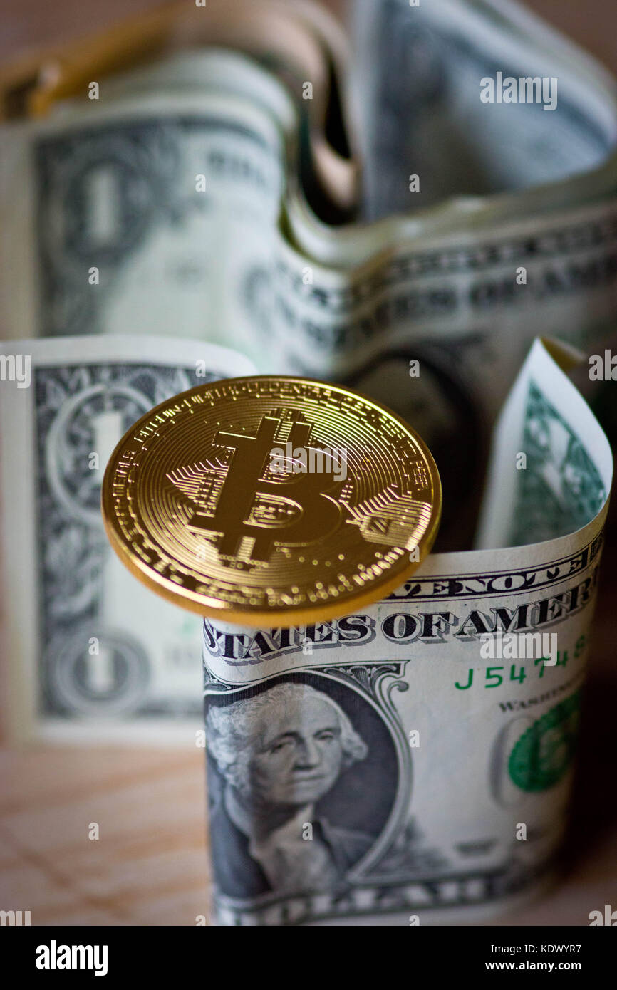 Bitcoin replica su di un dollaro Foto Stock