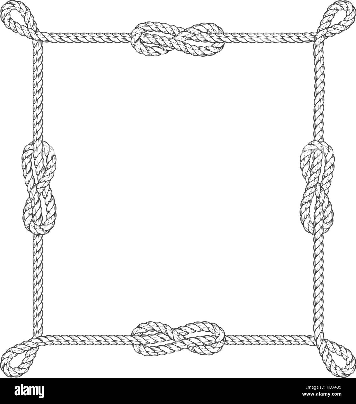 Piazza telaio in corda con nodi e loop Illustrazione Vettoriale