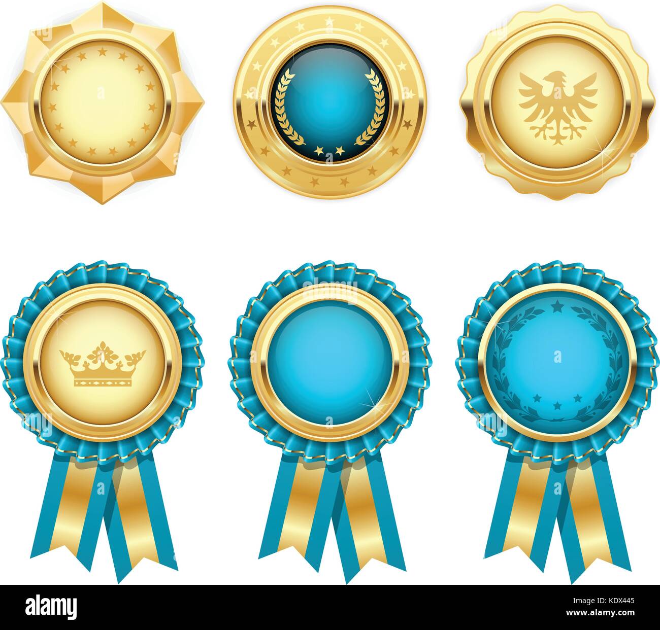 Premio turchese rosoni e oro medaglie araldico Illustrazione Vettoriale