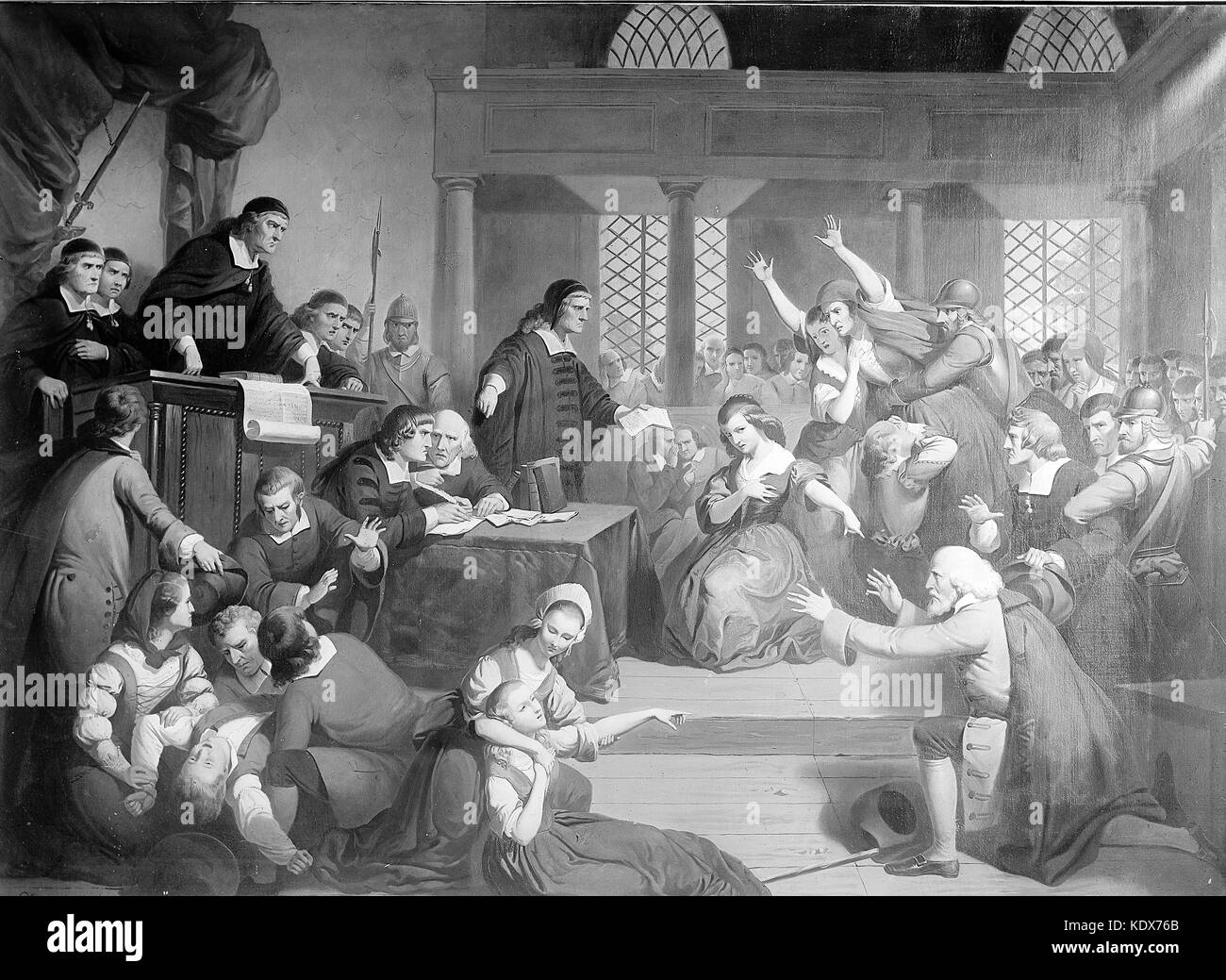 Salem processo alle streghe, 1692 - 1693, prova di george jacobs di Salem per stregoneria Foto Stock