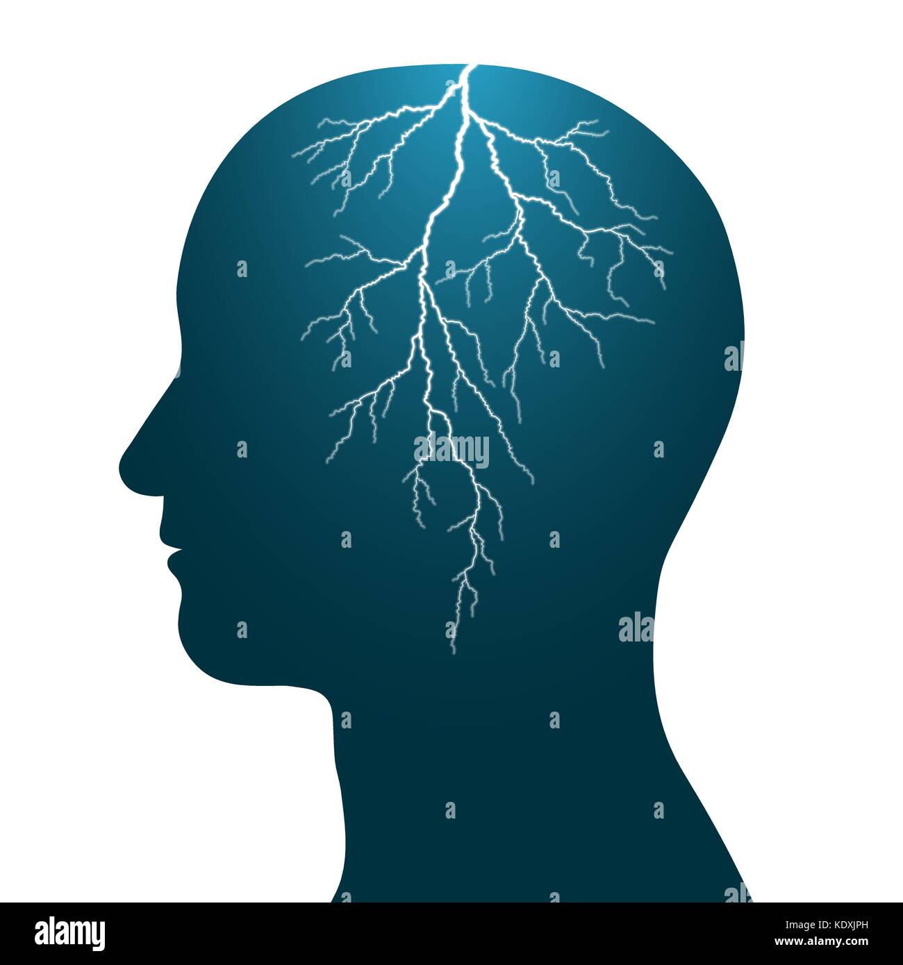 Illustrazione Del Profilo Di Una Testa Umana Con Un Fulmine All Interno Di Flash Isolato Mal Di Testa Il Sequestro Di Epilessia O Emicrania Illustrazione Vettoriale Immagine E Vettoriale Alamy