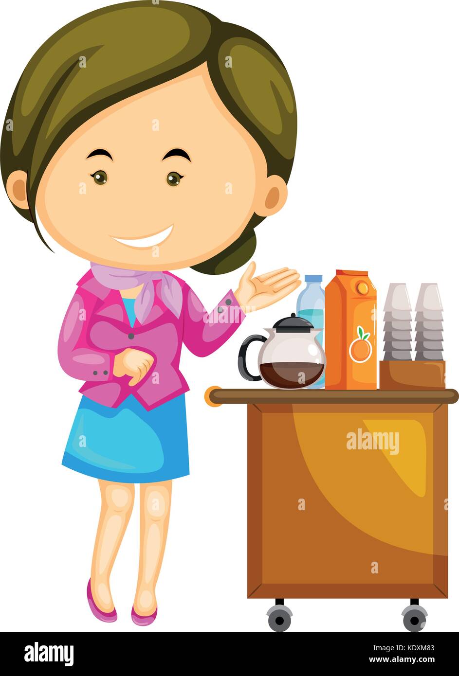 Assistente di Volo che serve bevande illustrazione Illustrazione Vettoriale