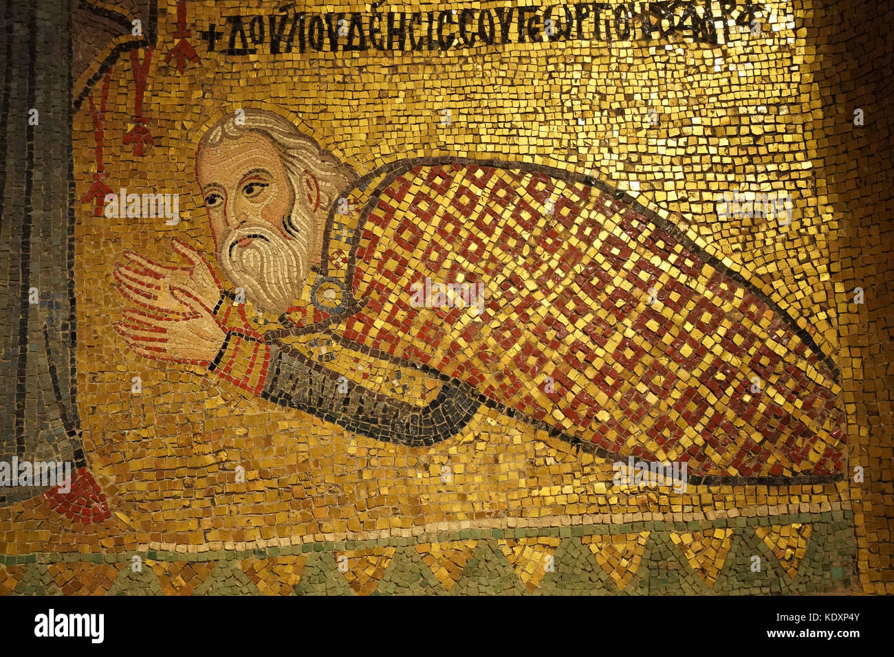 Dettaglio bizantina sulle pareti della chiesa di santa maria dell'ammiraglio a palermo. da una serie di foto di viaggio in Sicilia, Italia. data foto: sa Foto Stock