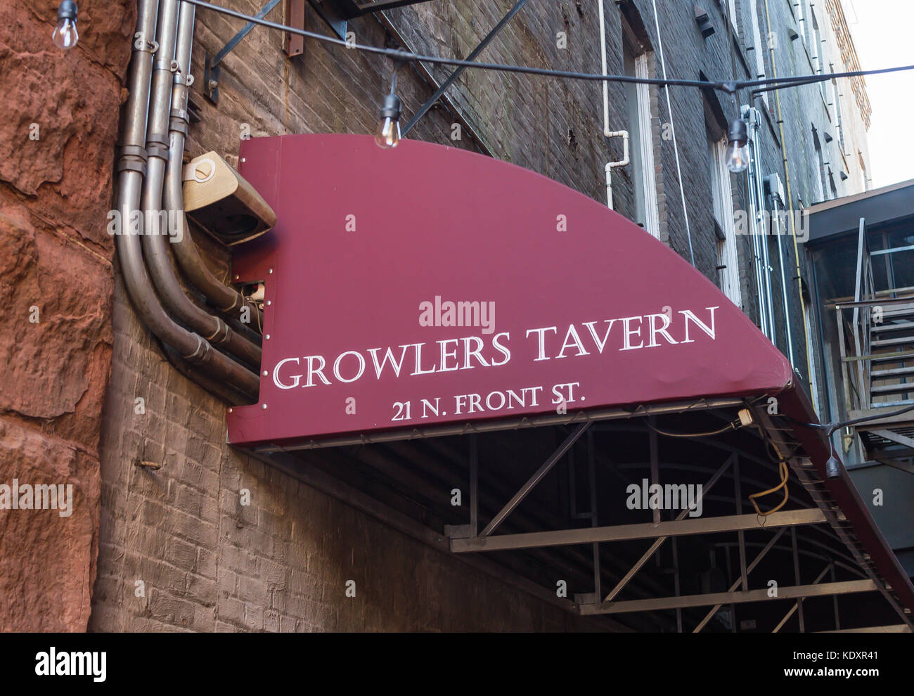 Tenda taverna nel centro di Wilmington, North Carolina Foto Stock
