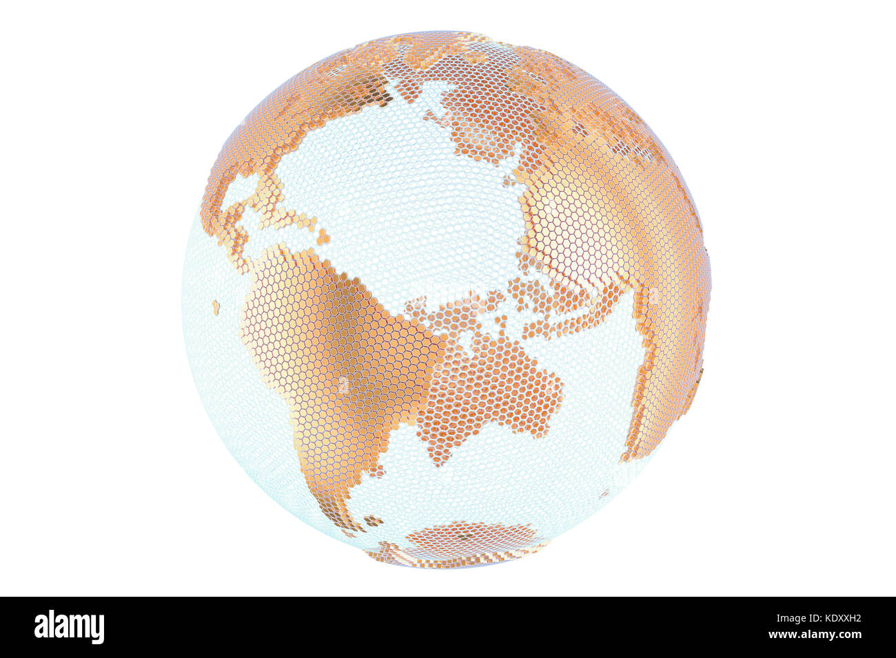 Abstract Golden Globe Terra, 3D rendering isolati su sfondo bianco Foto Stock