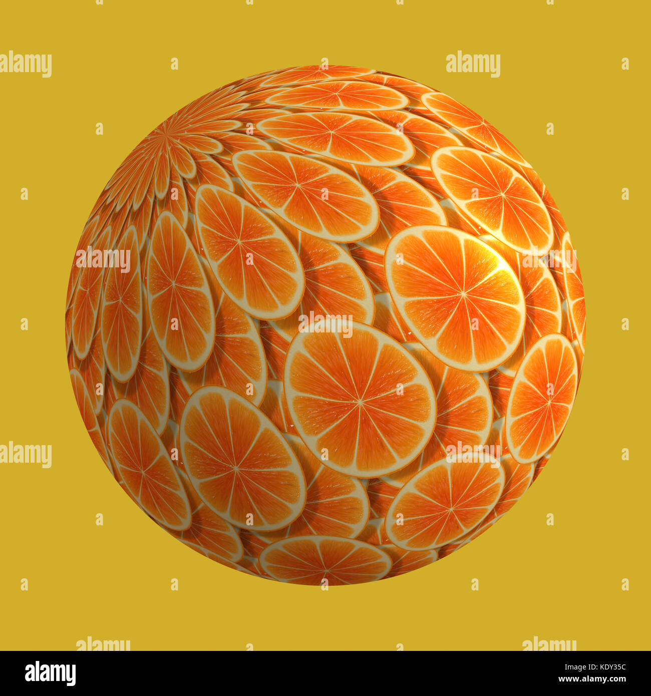 Tagliare a metà le arance impilati in forma di una sfera Foto Stock