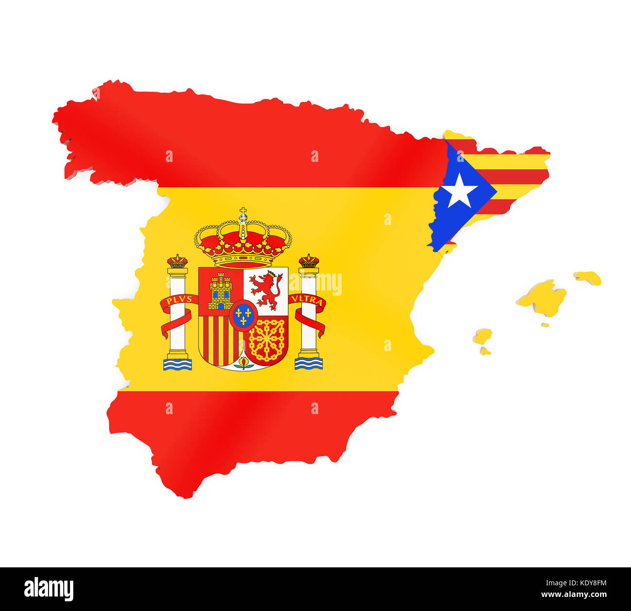 La Spagna e la Catalogna mappa isolato Foto Stock