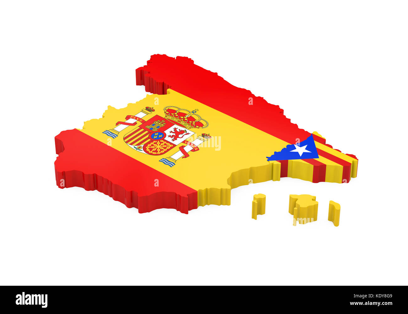 La Spagna e la Catalogna mappa isolato Foto Stock