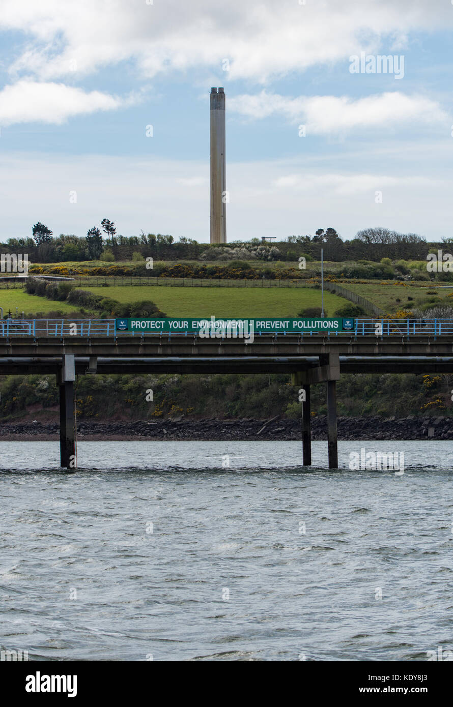 Proteggere il vostro ambiente segno a valero terminale, Milford haven, Pembrokeshire Foto Stock