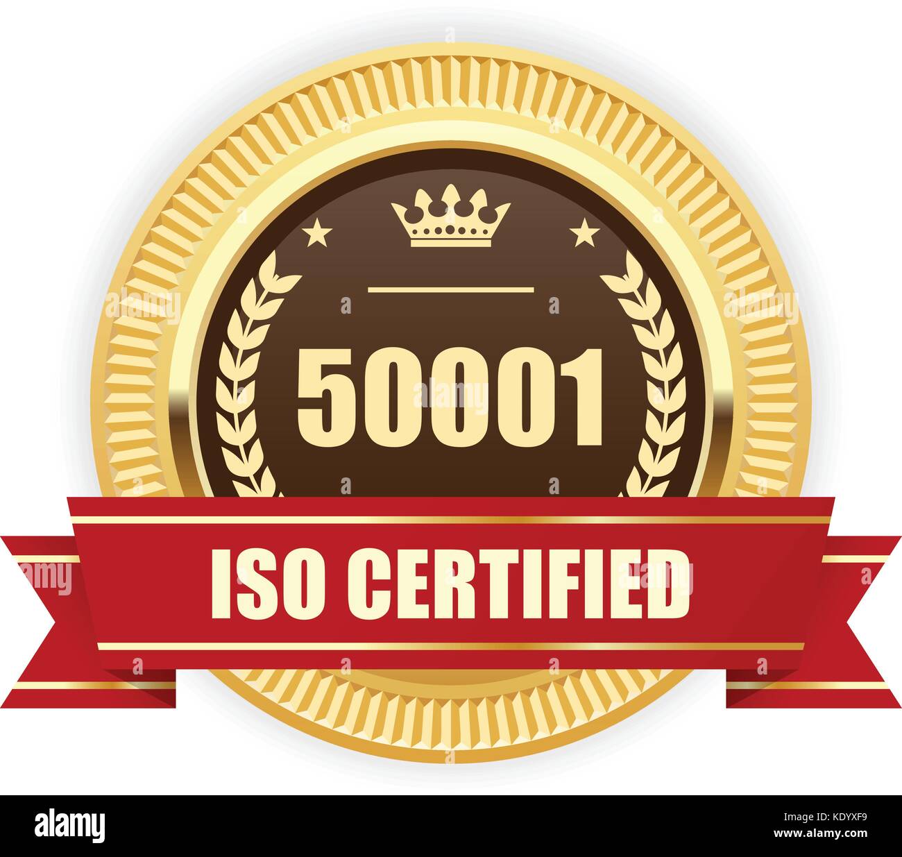 Iso 50001 medaglia certificati - Gestione energia Illustrazione Vettoriale