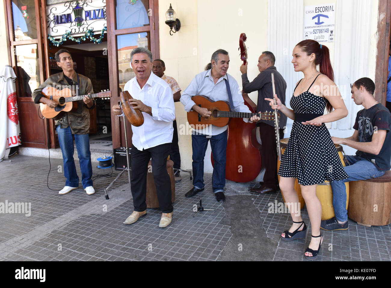 Band cubane la riproduzione di musica di Havana Vieja Cuba Foto Stock