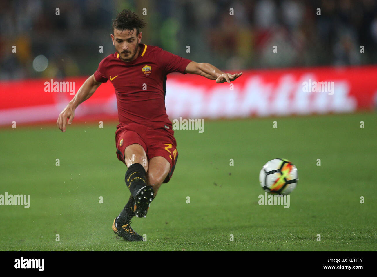 Italia, Roma, 14 ottobre 2017: Alessandro florenzi in azione durante la partita di calcio di serie a italiana tra roma vs napoli in stadio olimpico di r Foto Stock