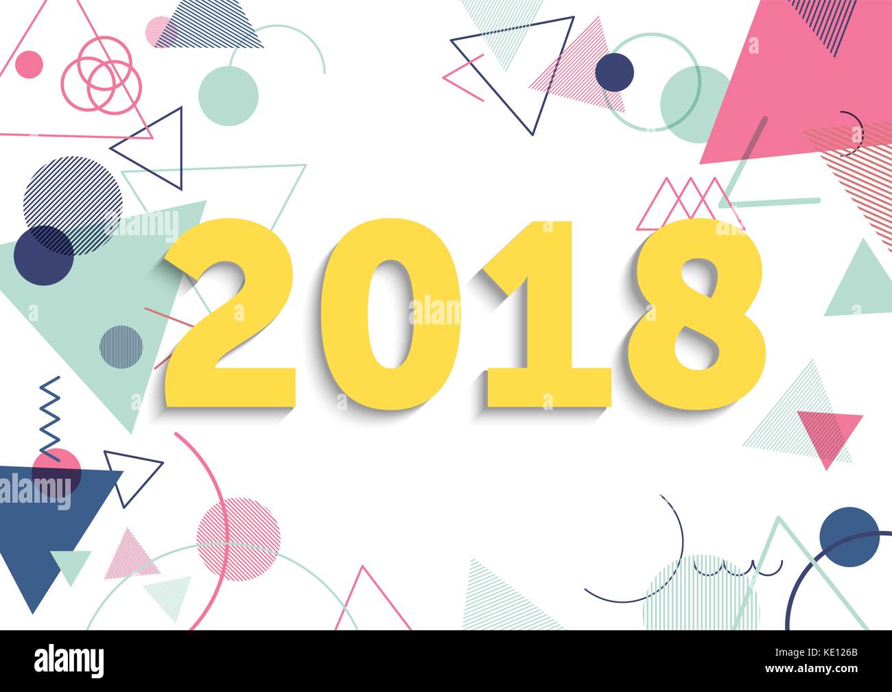 Cartolina piatto nuovo anno 2018 Illustrazione Vettoriale