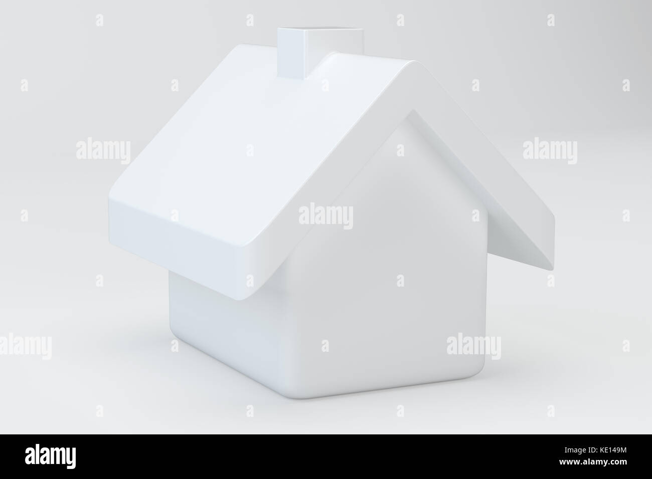 Casa bianca su sfondo grigio. Rendering 3d icona per il Web. Foto Stock
