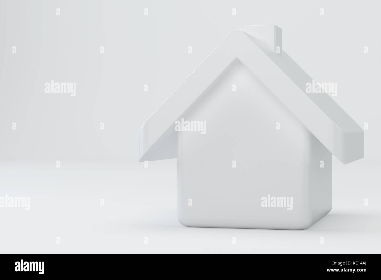 Casa bianca su sfondo grigio. Rendering 3d icona per il Web. Foto Stock