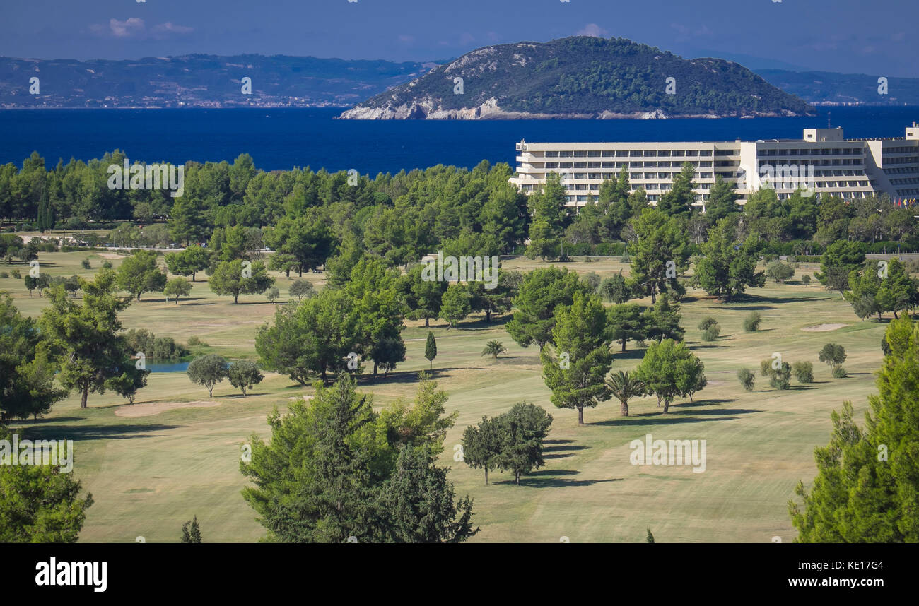 Neos Marmaras è un villaggio sulla penisola Sithonia, nella penisola Calcidica, Grecia Foto Stock