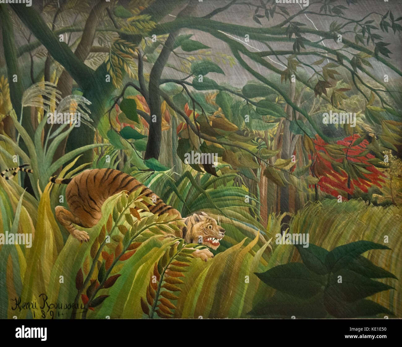 Henri Rousseau - Tiger in una tempesta tropicale (sorpreso!) (1891) Foto Stock